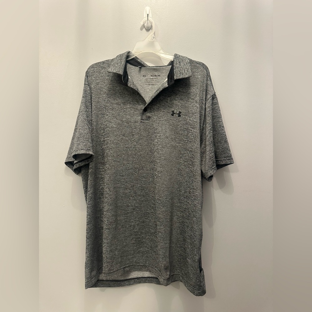 EUC Under Armour Heathered Gray Polo Shirt. Men’s XL